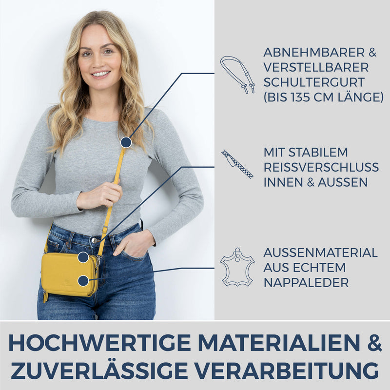 Geldbörse mit RFID-Schutz & 2 Hauptfächer zum Umhängen (Genarbt)