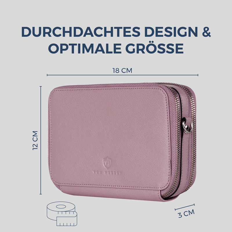 Geldbörse mit RFID-Schutz & 2 Hauptfächer zum Umhängen (Genarbt)