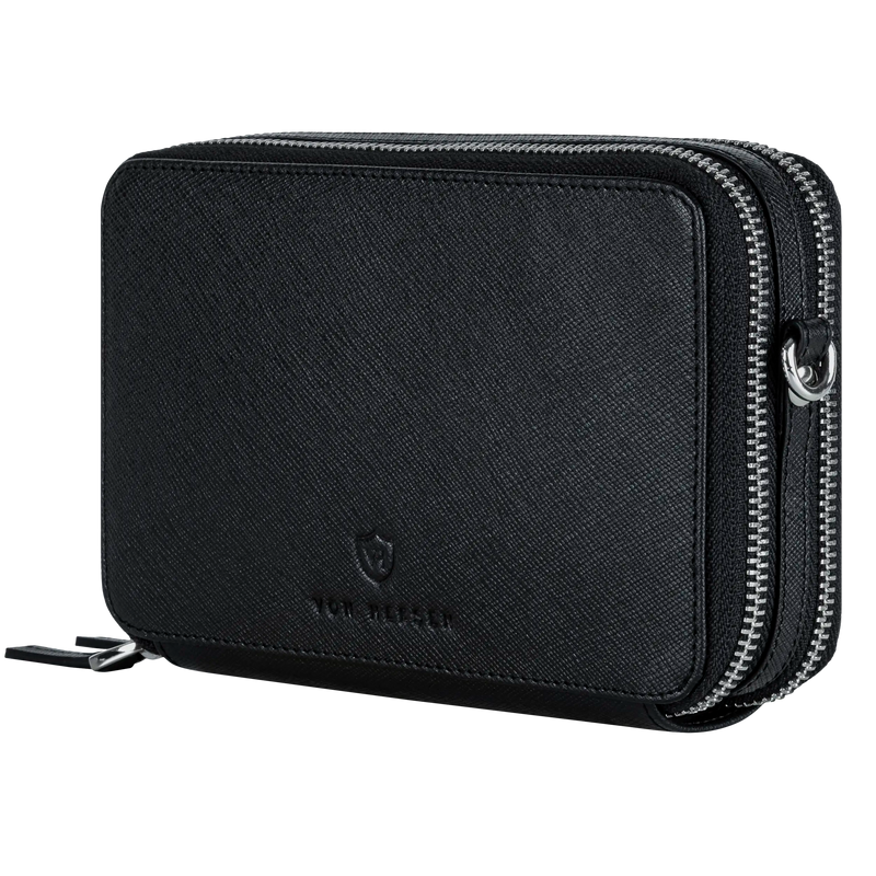 Geldbörse mit RFID-Schutz & 2 Hauptfächer zum Umhängen (Saffiano)