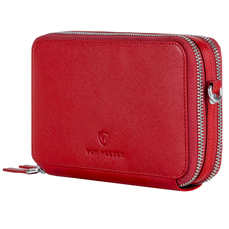 Geldbörse mit RFID-Schutz & 2 Hauptfächer zum Umhängen (Saffiano)