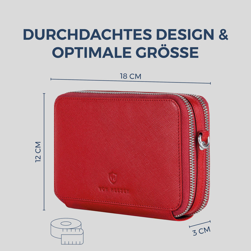 Geldbörse mit RFID-Schutz & 2 Hauptfächer zum Umhängen (Saffiano)