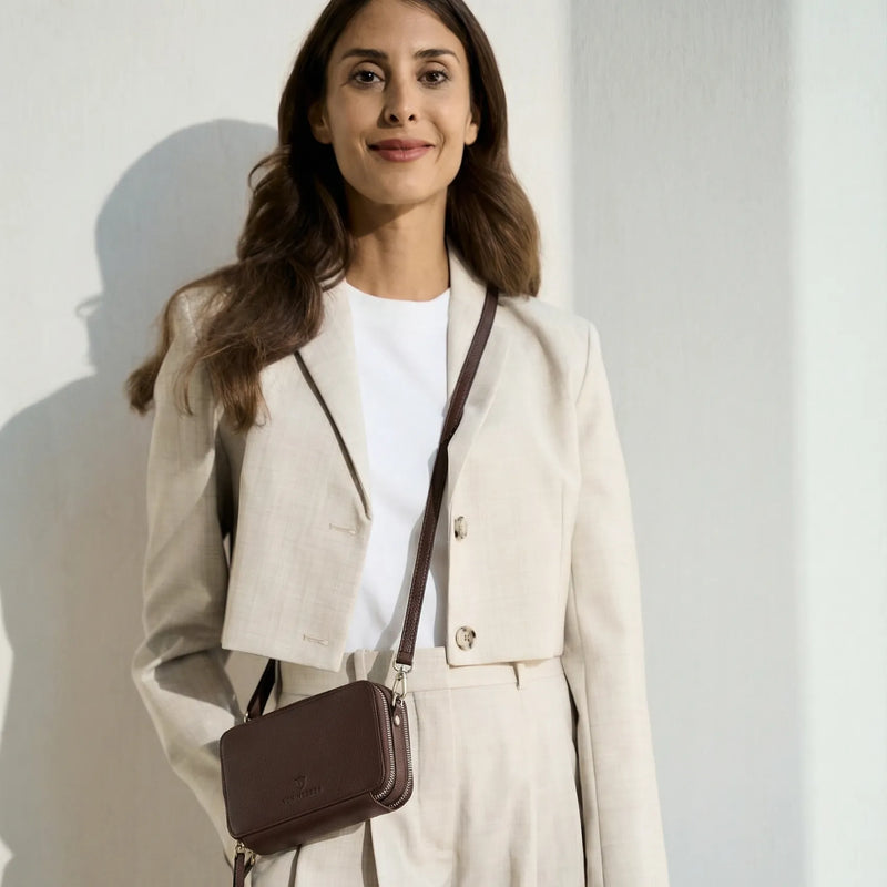 Geldbörse mit RFID-Schutz & 2 Hauptfächer zum Umhängen (Genarbt)