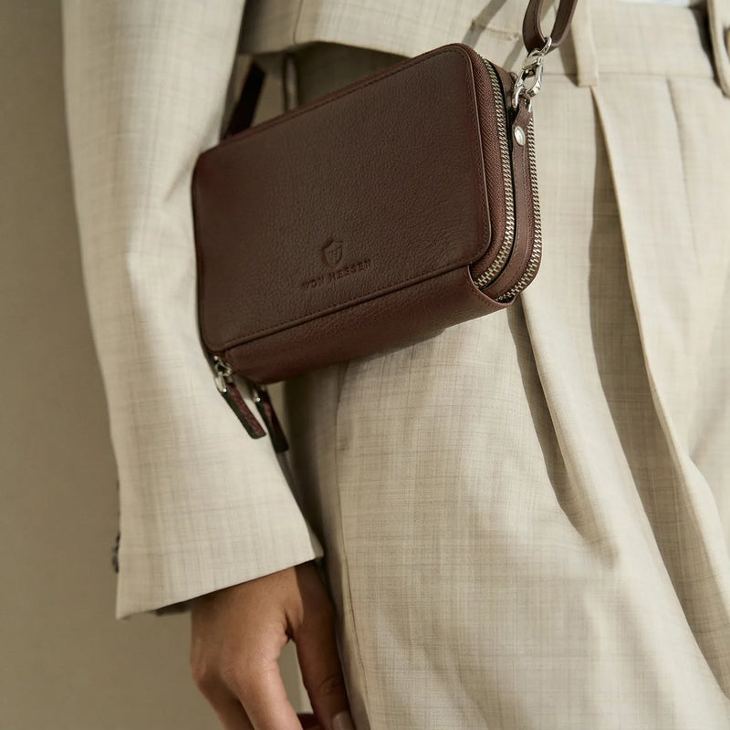 Geldbörse mit RFID-Schutz & 2 Hauptfächer zum Umhängen (Genarbt)