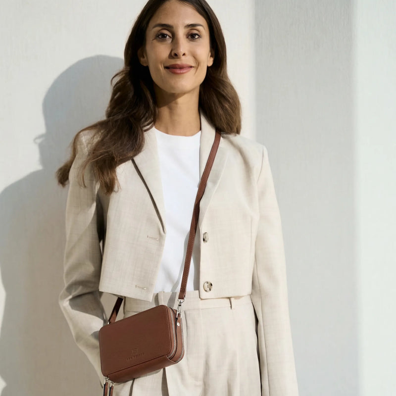 Geldbörse mit RFID-Schutz & 2 Hauptfächer zum Umhängen (Genarbt)