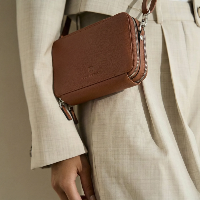 Geldbörse mit RFID-Schutz & 2 Hauptfächer zum Umhängen (Genarbt)