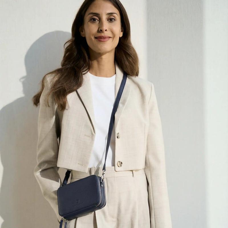 Geldbörse mit RFID-Schutz & 2 Hauptfächer zum Umhängen (Genarbt)