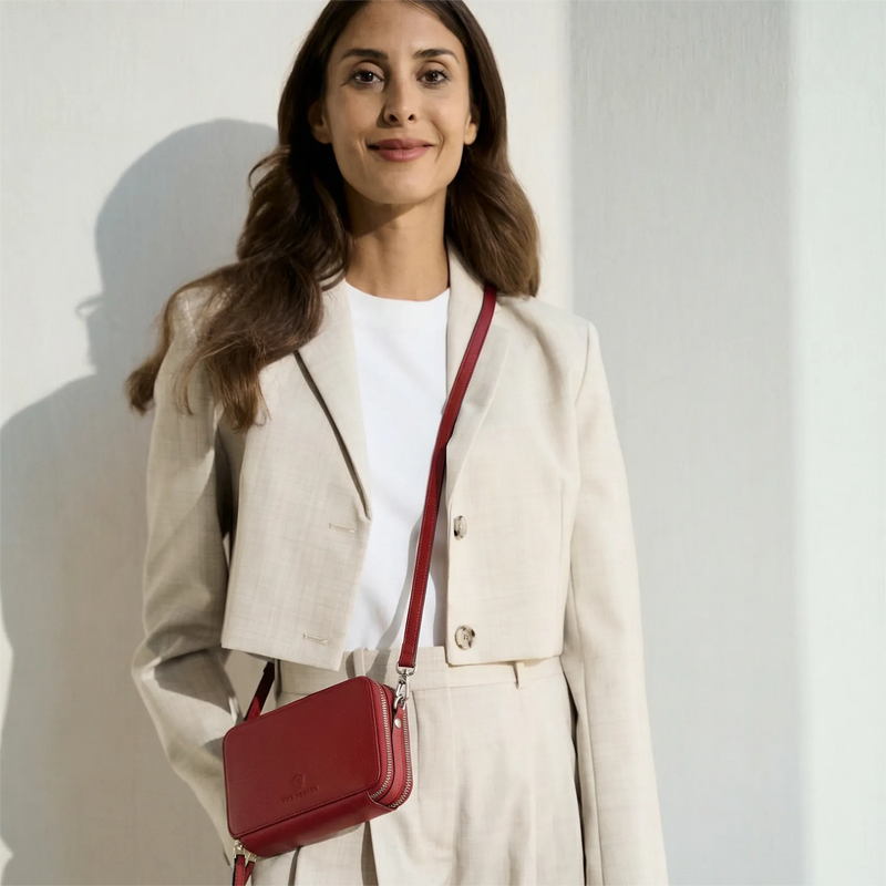 Geldbörse mit RFID-Schutz & 2 Hauptfächer zum Umhängen (Genarbt)