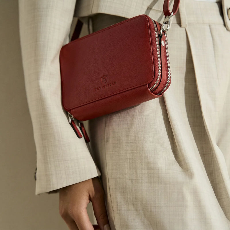 Geldbörse mit RFID-Schutz & 2 Hauptfächer zum Umhängen (Genarbt)