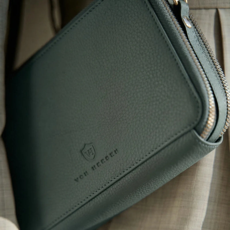 Geldbörse mit RFID-Schutz & 2 Hauptfächer zum Umhängen (Genarbt)