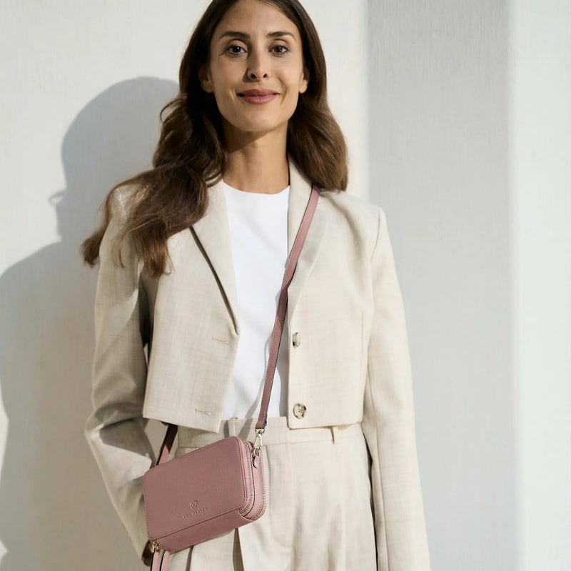 Geldbörse mit RFID-Schutz & 2 Hauptfächer zum Umhängen (Genarbt)