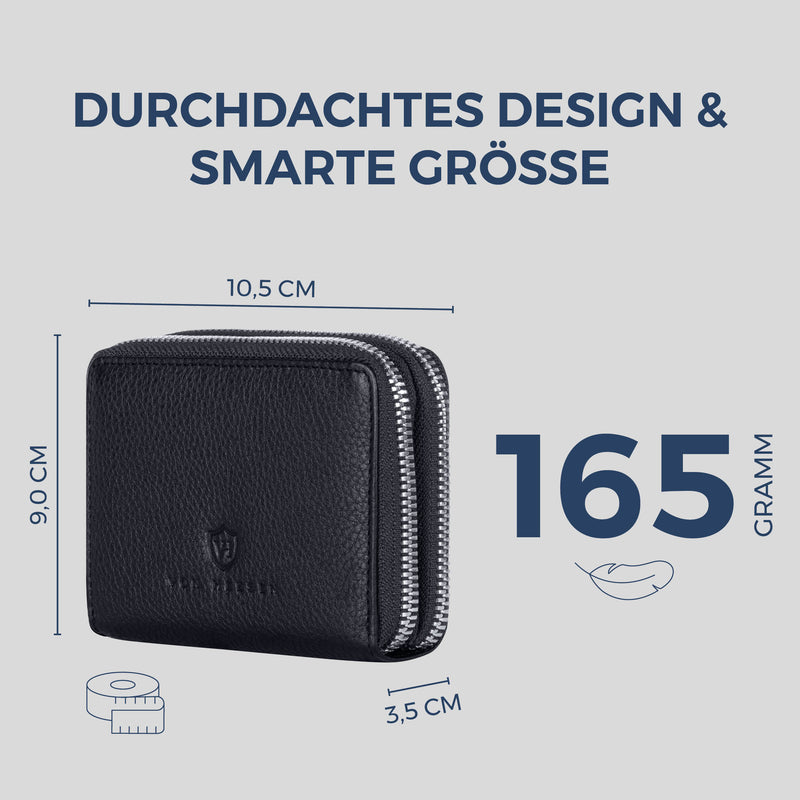 Mini-Geldbörse mit RFID-Schutz und 2 Hauptfächern (Genarbt)
