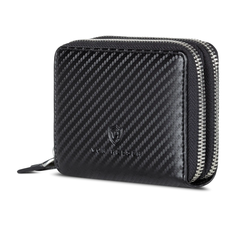 Mini-Geldbörse mit RFID-Schutz und 2 Hauptfächern (Carbon)