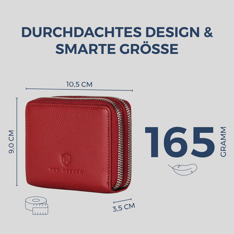 Mini-Geldbörse mit RFID-Schutz und 2 Hauptfächern (Genarbt)