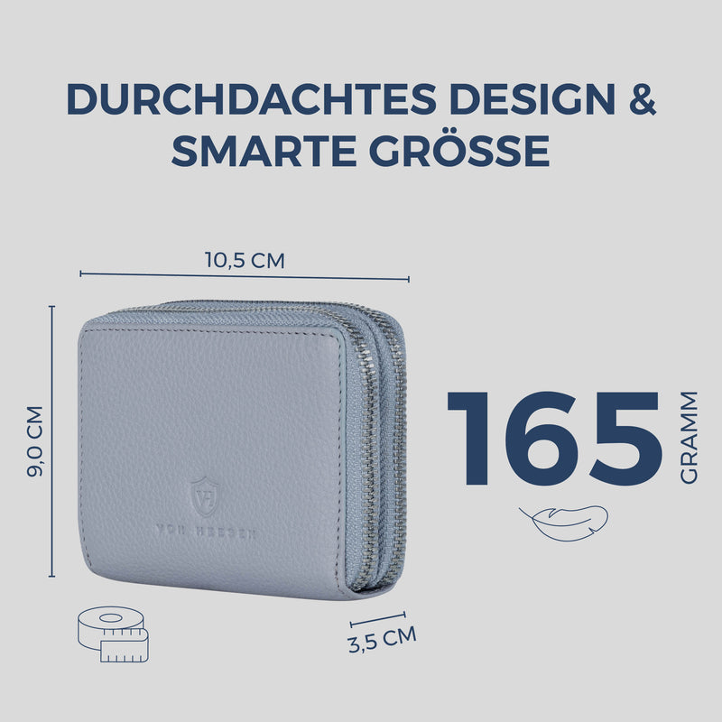Mini-Geldbörse mit RFID-Schutz und 2 Hauptfächern (Genarbt)