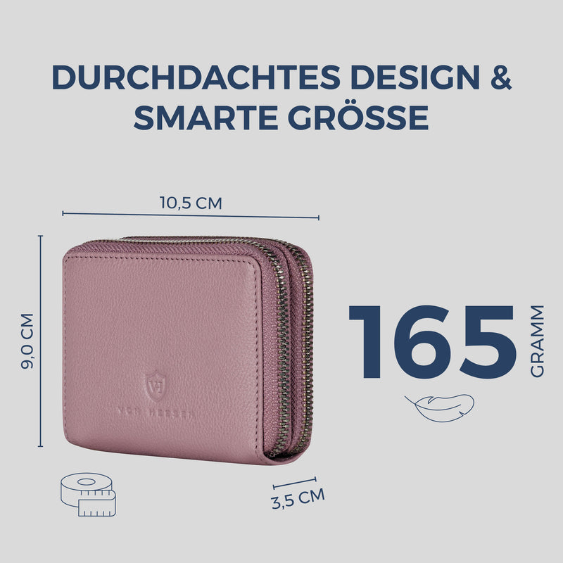 Mini-Geldbörse mit RFID-Schutz und 2 Hauptfächern (Genarbt)