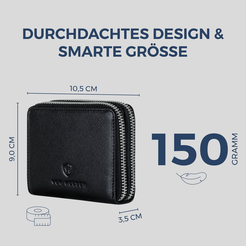 Mini-Geldbörse mit RFID-Schutz und 2 Hauptfächern (Saffiano)