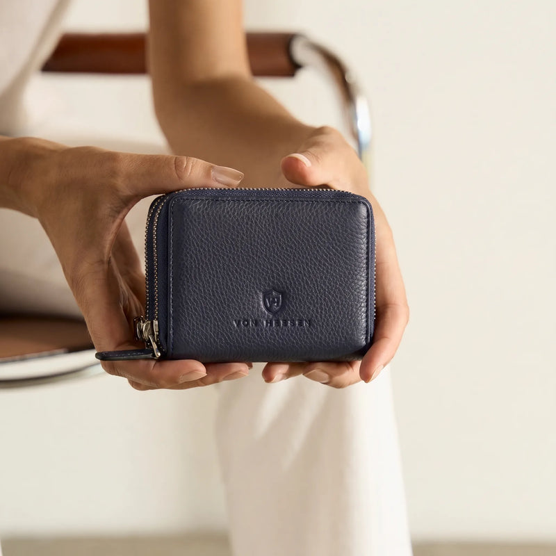 Mini-Geldbörse mit RFID-Schutz und 2 Hauptfächern (Genarbt)