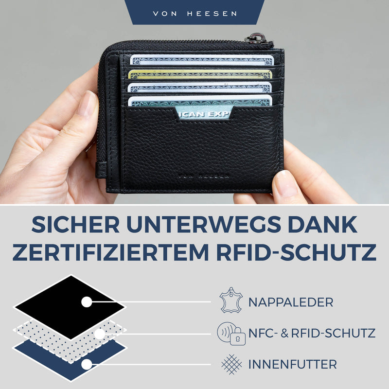 Kartenetui mit RFID-Schutz & 10 Kartenfächer (Genarbt)