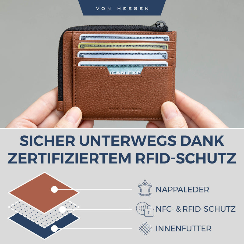 Kartenetui mit RFID-Schutz & 10 Kartenfächer (Genarbt)