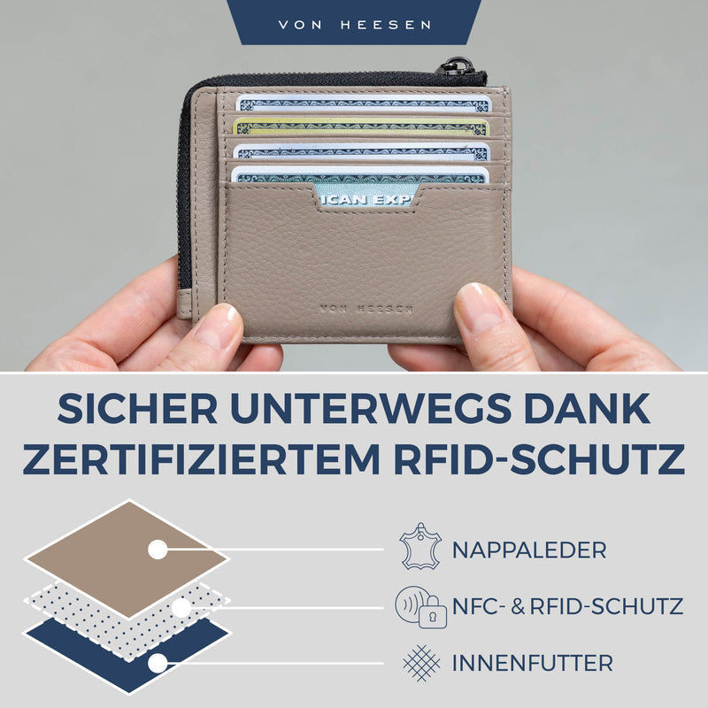 Kartenetui mit RFID-Schutz & 10 Kartenfächer (Genarbt)