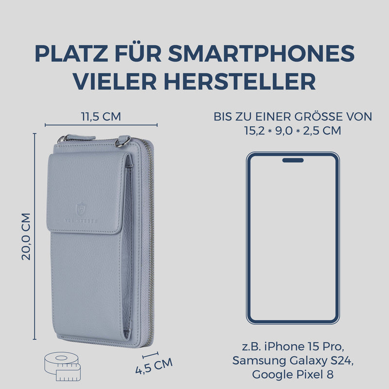 Geldbörse mit Handyfach, RFID-Schutz & 18 Kartenfächer (Genarbt)