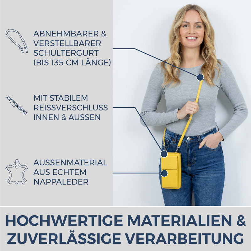 Geldbörse mit Handyfach, RFID-Schutz & 18 Kartenfächer (Genarbt)