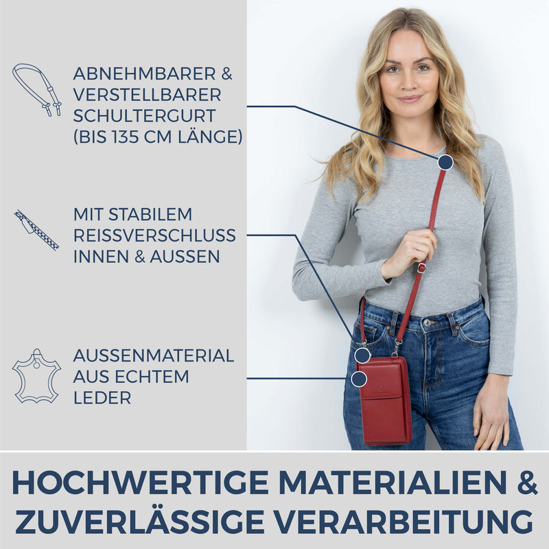 Geldbörse mit Handyfach, RFID-Schutz & 18 Kartenfächer (Saffiano)