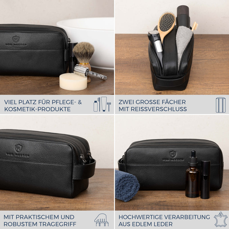 Kulturbeutel mit 2 Hauptfächern (Genarbt)