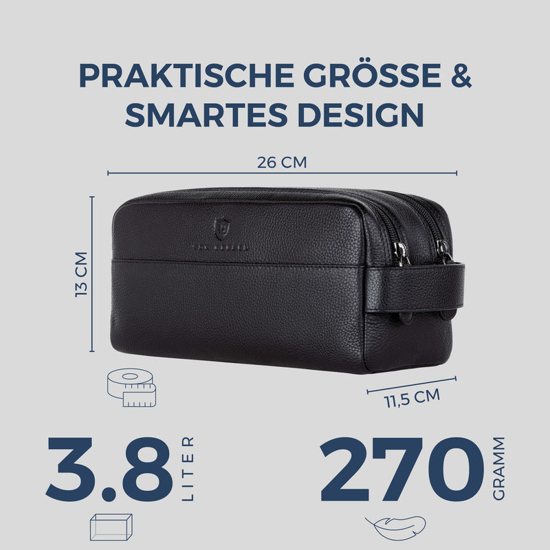 Kulturbeutel mit 2 Hauptfächern (Genarbt)