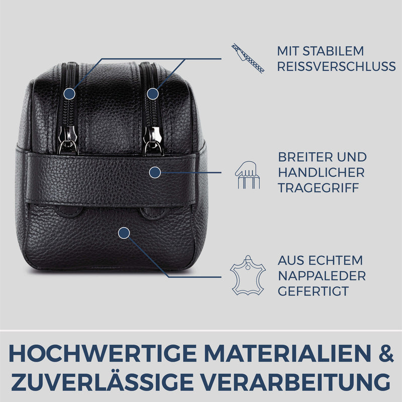 Kulturbeutel mit 2 Hauptfächern (Genarbt)