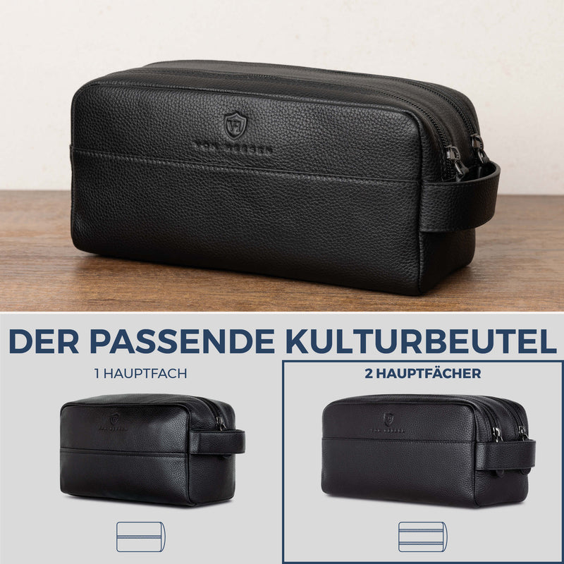 Kulturbeutel mit 2 Hauptfächern (Genarbt)