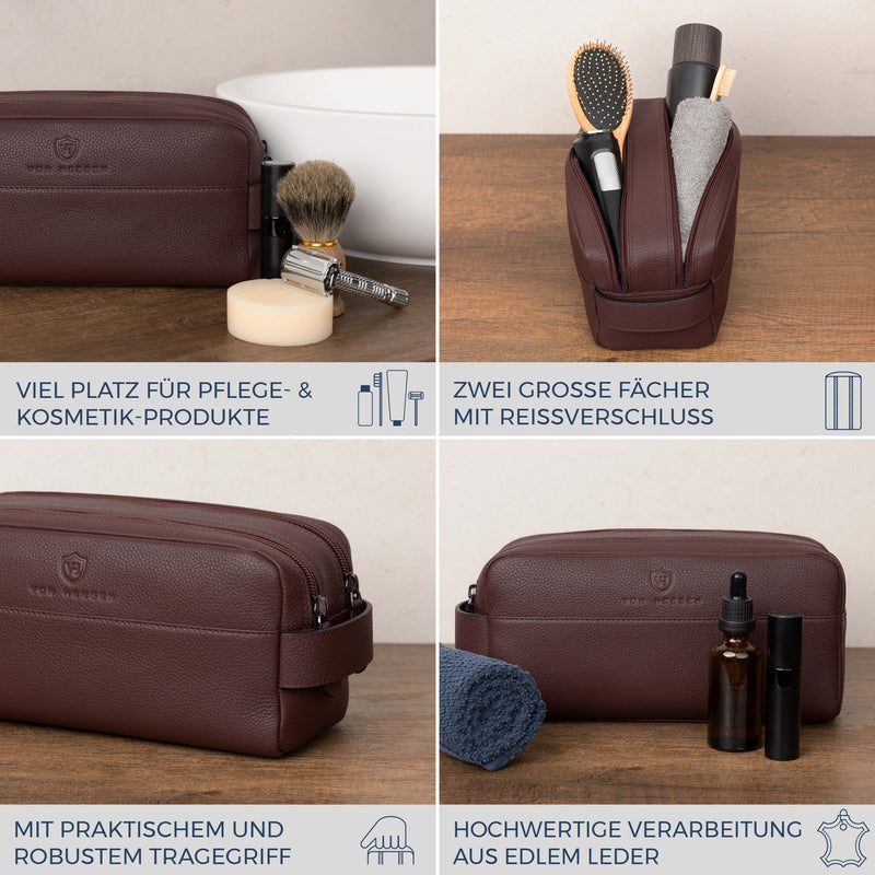 Kulturbeutel mit 2 Hauptfächern (Genarbt)