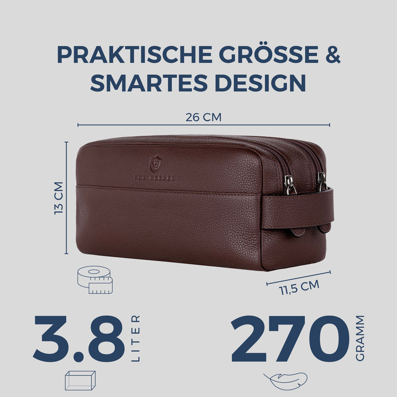 Kulturbeutel mit 2 Hauptfächern (Genarbt)