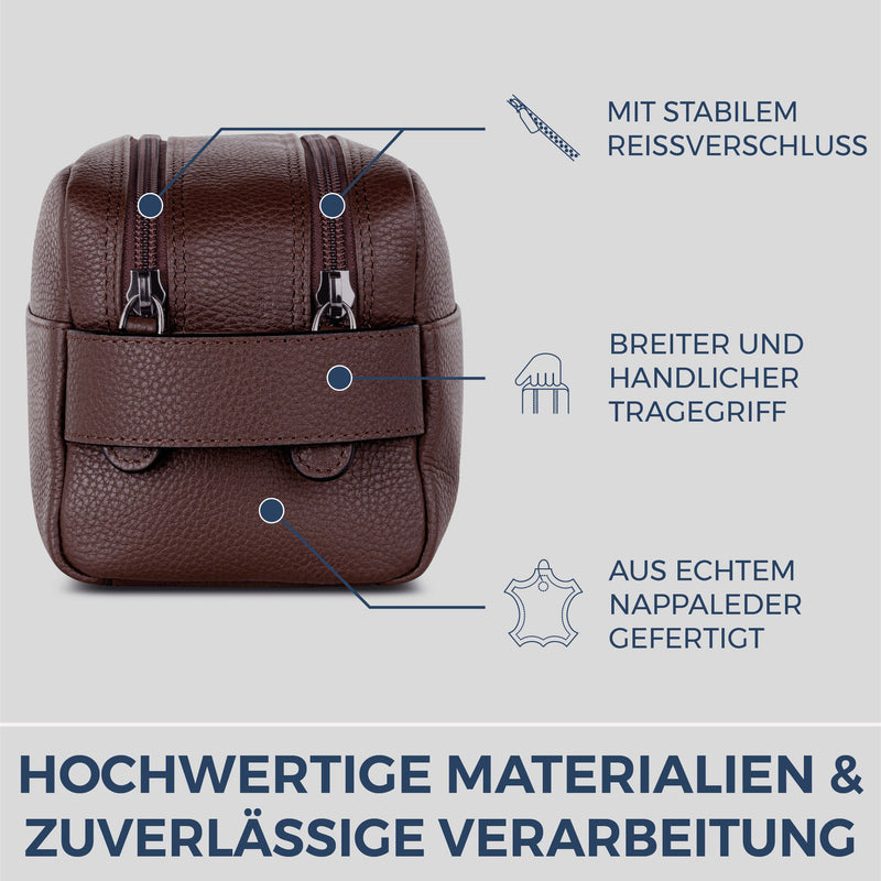 Kulturbeutel mit 2 Hauptfächern (Genarbt)