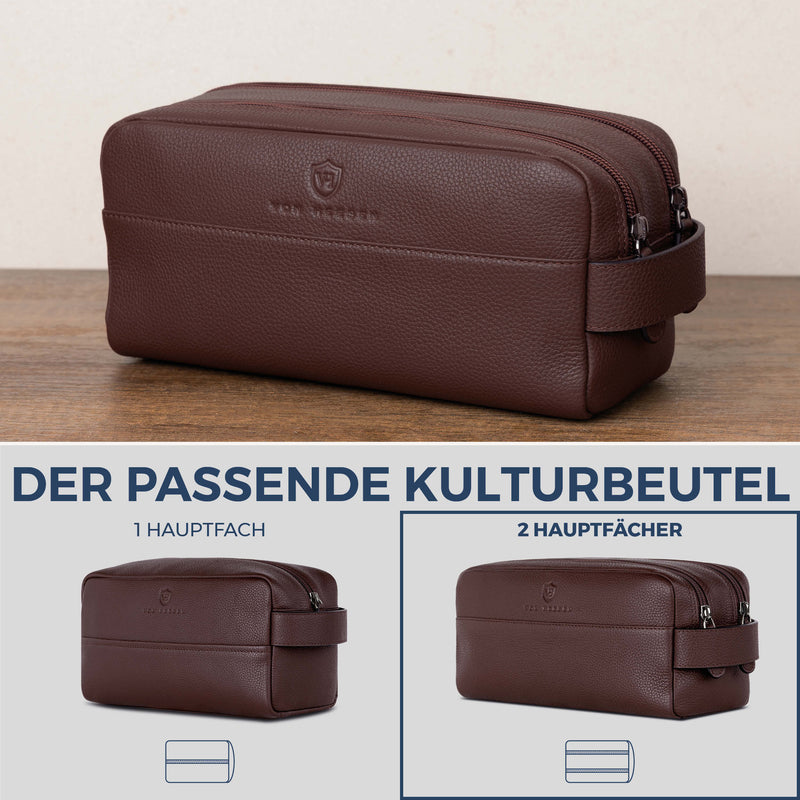 Kulturbeutel mit 2 Hauptfächern (Genarbt)