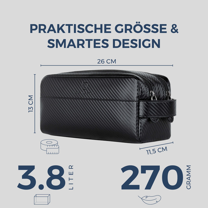 Kulturbeutel mit 2 Hauptfächern (Carbon)