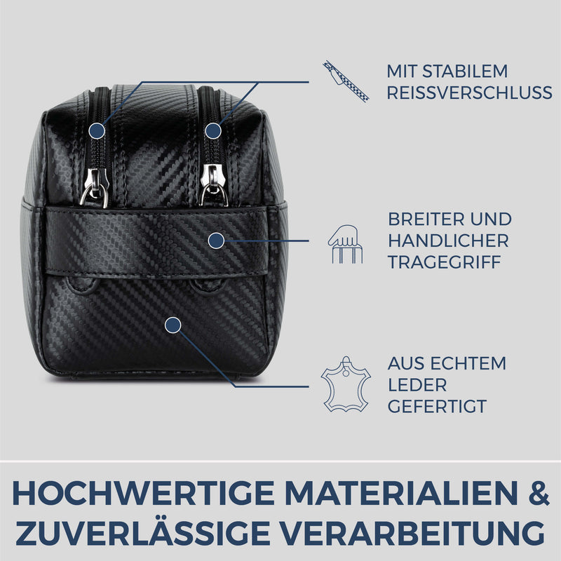 Kulturbeutel mit 2 Hauptfächern (Carbon)