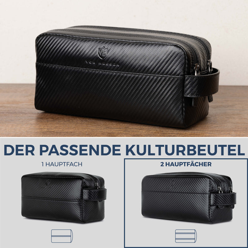 Kulturbeutel mit 2 Hauptfächern (Carbon)