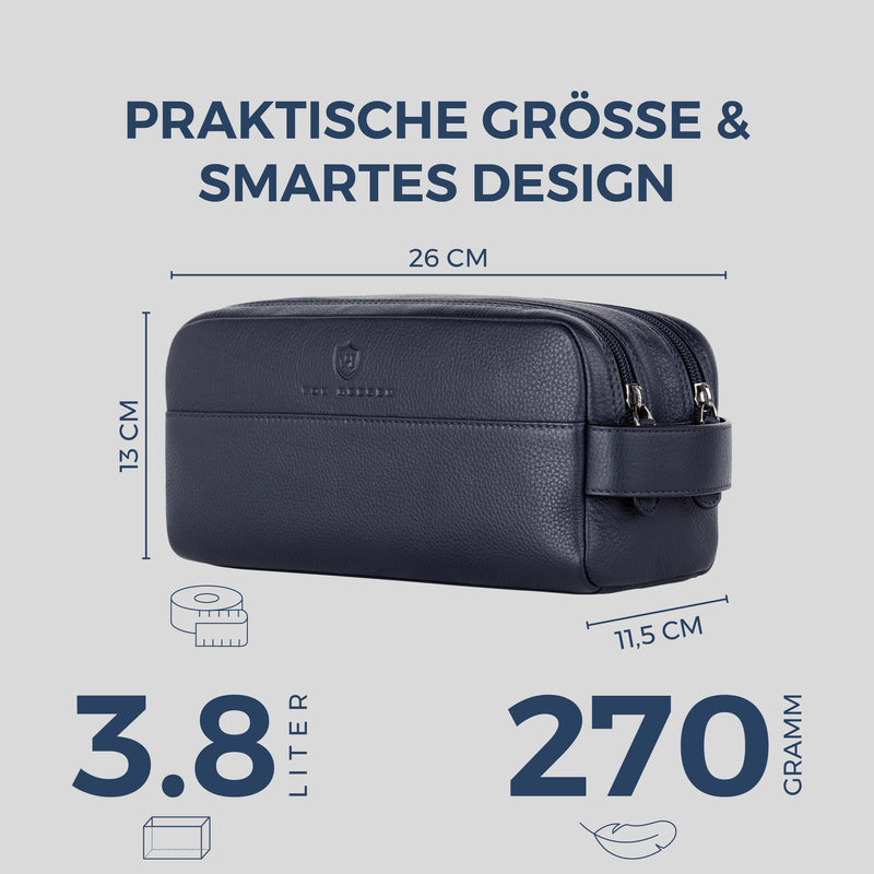 Kulturbeutel mit 2 Hauptfächern (Genarbt)