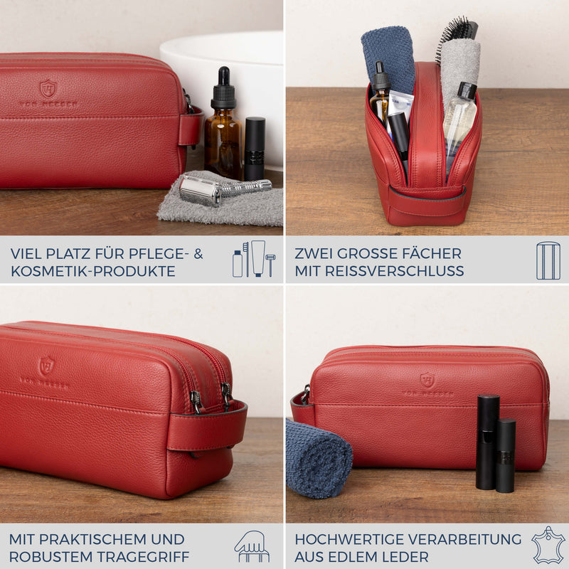 Kulturbeutel mit 2 Hauptfächern (Genarbt)