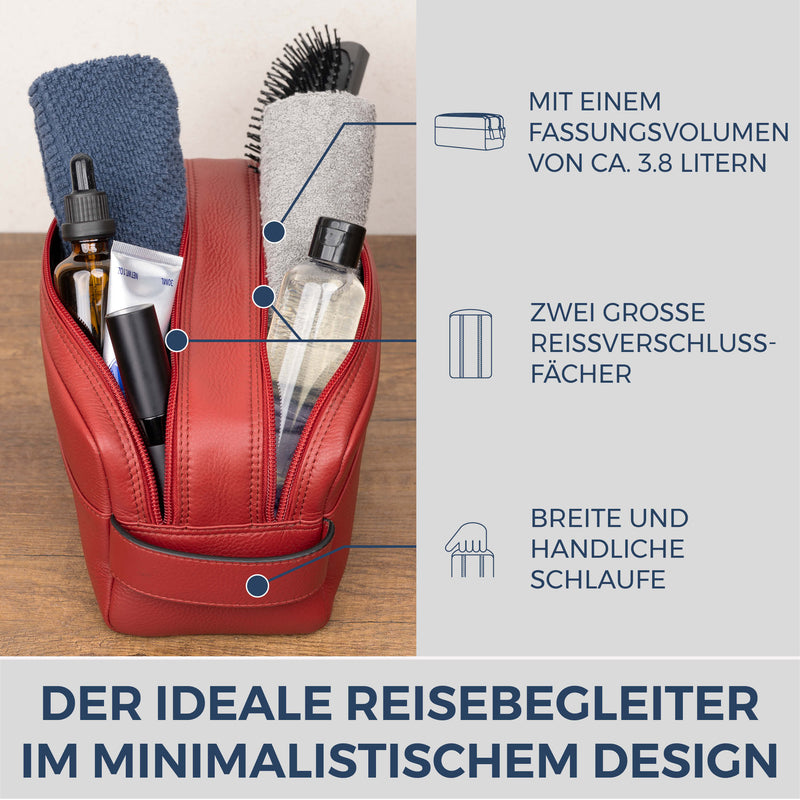 Kulturbeutel mit 2 Hauptfächern (Genarbt)