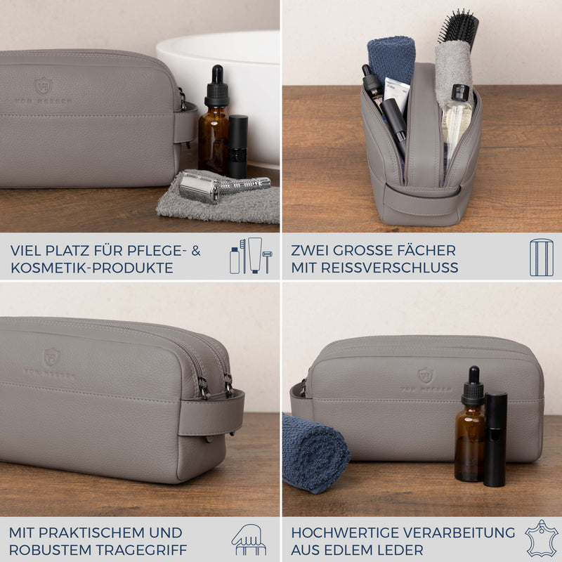 Kulturbeutel mit 2 Hauptfächern (Genarbt)