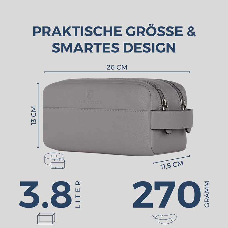 Kulturbeutel mit 2 Hauptfächern (Genarbt)