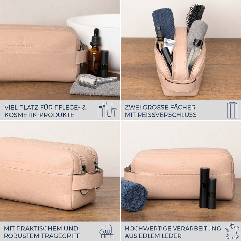 Kulturbeutel mit 2 Hauptfächern (Genarbt)