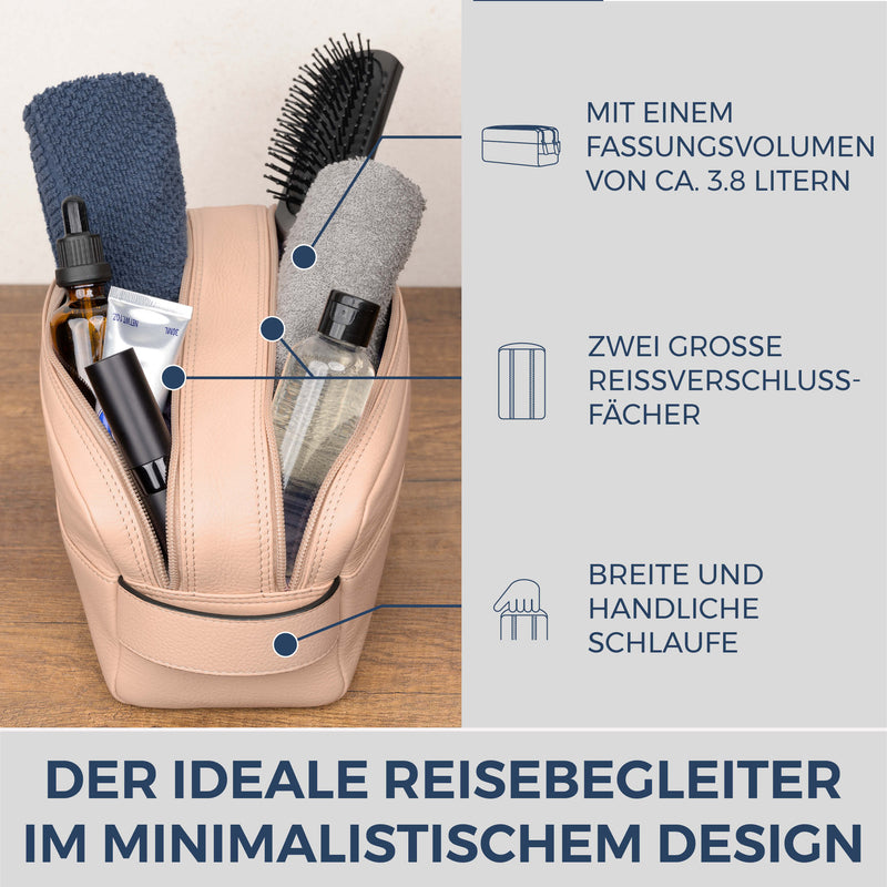 Kulturbeutel mit 2 Hauptfächern (Genarbt)