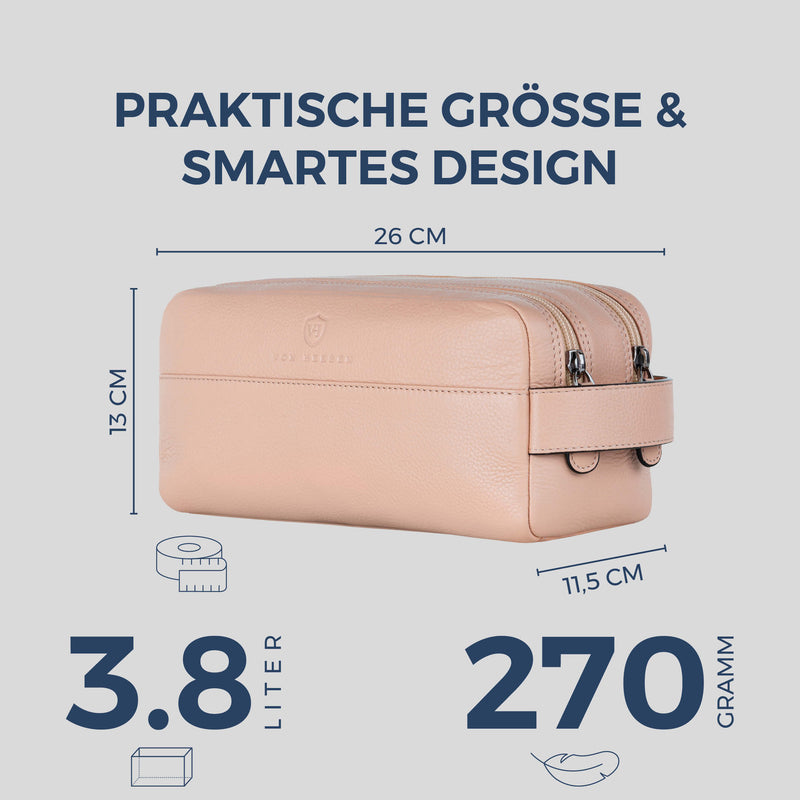 Kulturbeutel mit 2 Hauptfächern (Genarbt)