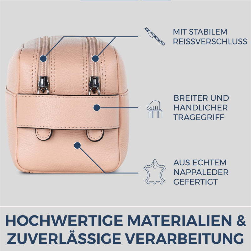 Kulturbeutel mit 2 Hauptfächern (Genarbt)