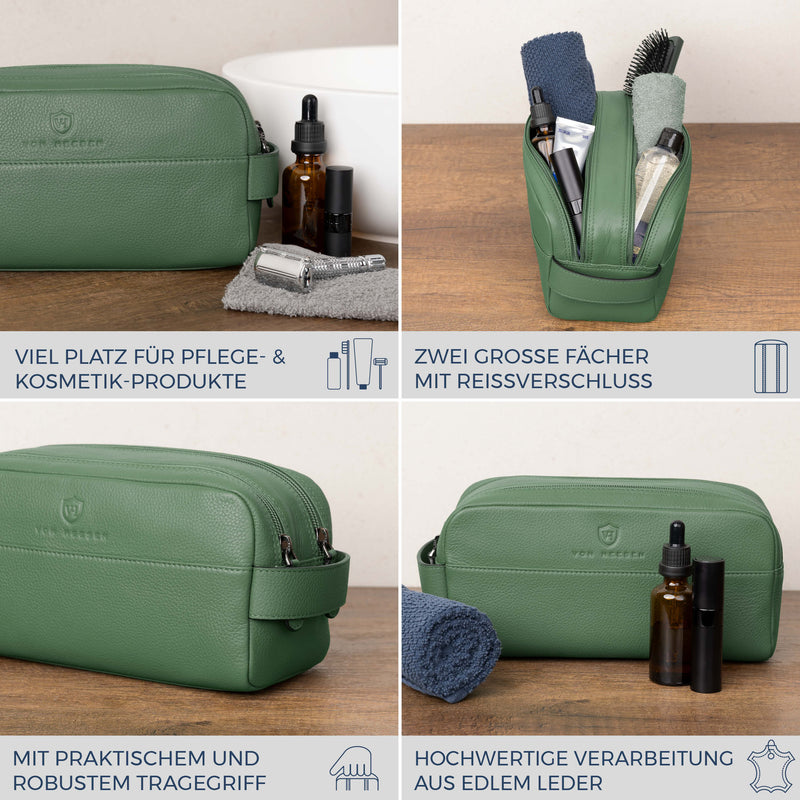 Kulturbeutel mit 2 Hauptfächern (Genarbt)