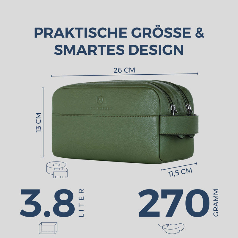 Kulturbeutel mit 2 Hauptfächern (Genarbt)