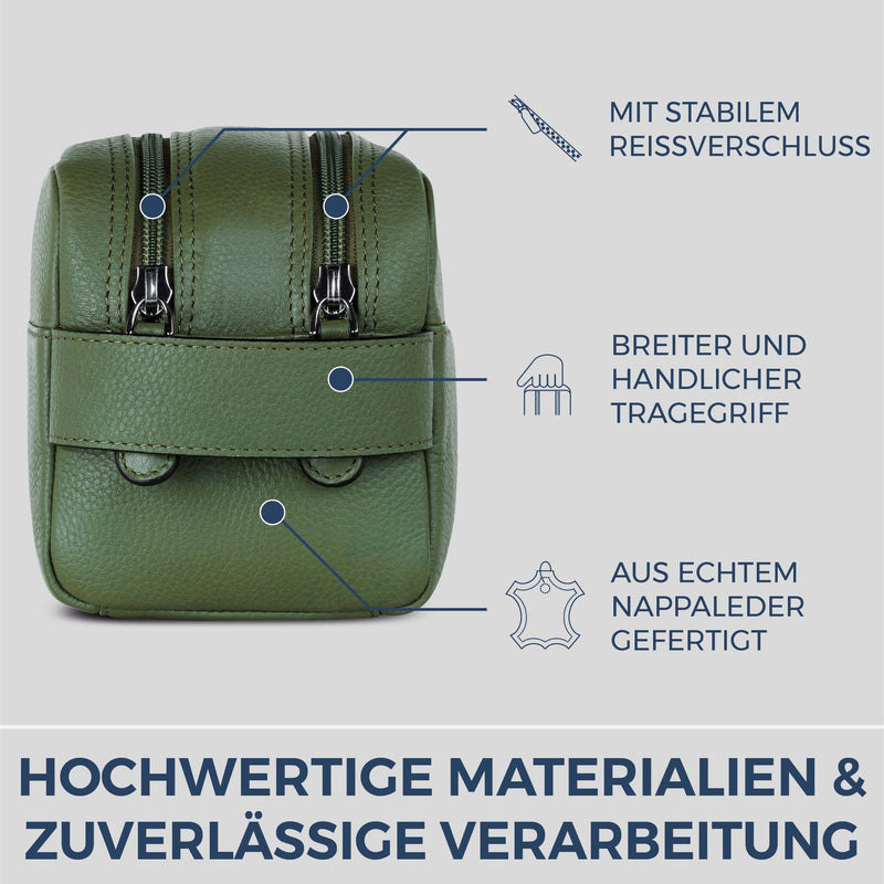 Kulturbeutel mit 2 Hauptfächern (Genarbt)